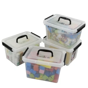 6 Quart Clear Latch Storage Box with Black Handle and Latches - 4 Pack - Picture 1 of 6