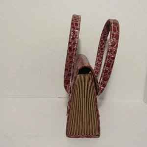 Bolso de Mano Mini File, Cuero Sintético Repujado de Cocodrilo, Bolsillo Organizador de Acordeón - Imagen 1 de 14