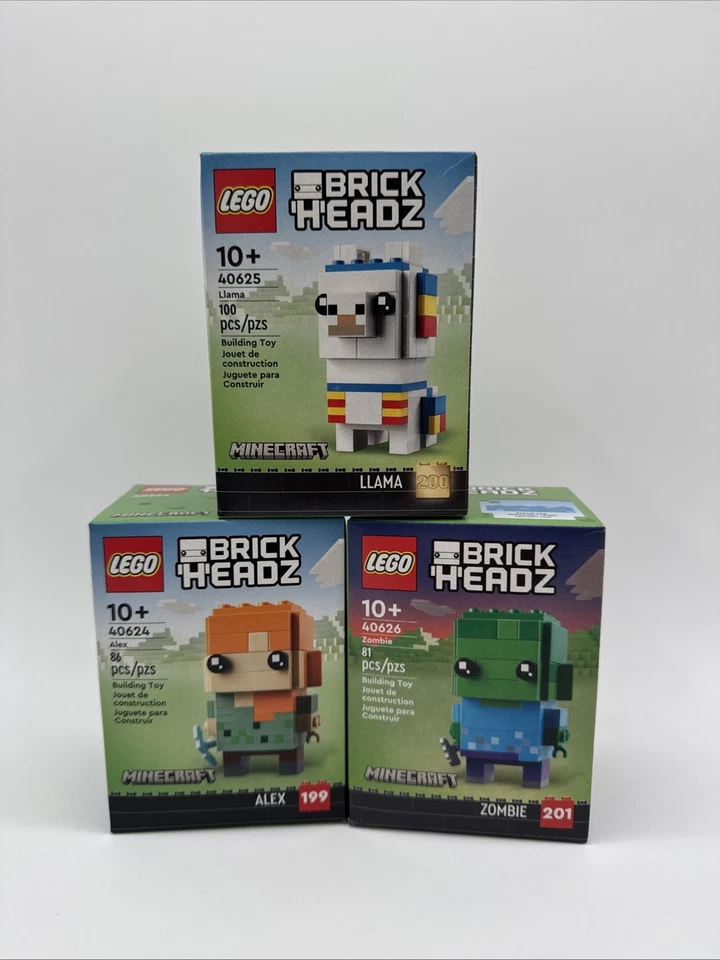 Lego Brickheadz Minecraft 40624 Alex 40625 Llama 40627 Zombie ¡Tres juegos nuevos! Foto 1 de 1