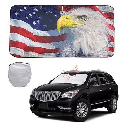 For Buick Regal SUV Windshield Large Sunshade Eagle US Flag Patriot Heat Block Foto 1 de 4