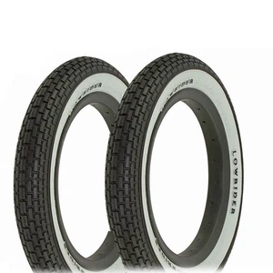 PAIR Duro Raised Lowrider Bike Tires 12-1/2 x 2-1/4 Black White Walls - Picture 1 of 1