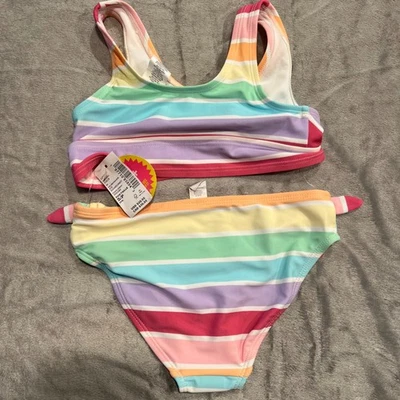 Traje de baño a rayas para niñas talla S (5/6) The Childrens Place nuevo con etiquetas arco iris pastel Foto 1 de 4