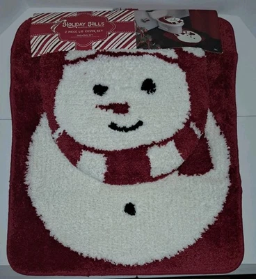 ¡Nuevo! Muñeco de nieve 2 piezas alfombra de contorno y tapa de inodoro juego de Navidad - Holiday Hills Foto 1 de 4
