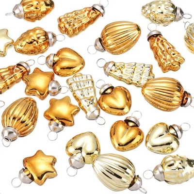 100Stk Glas Weihnachten Ornamente Braun Gold Weihnachten Baum - Bild 1 von 4