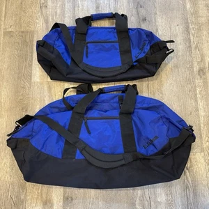 (2) LL Bean Adventure Blue Black Polyester Duffle Travel Bag Large/Medium - Picture 1 of 9