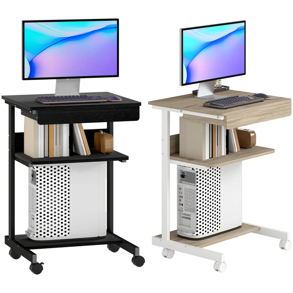 HOMCOM Scrivania PC con Cassetto Scorrevole e 2 Ripiani Aperti - Immagine 1 di 1