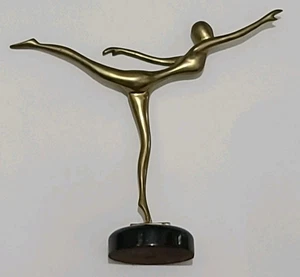 Antique Original Gilt Brass Bronze Art Deco Nude Female Statue Figure - 2 Lbs. - Picture 1 of 13