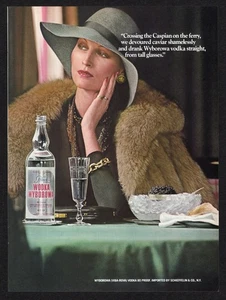 Vodka Polmas 1976 Wyborowa Crossing Caspian Ferry Devour anuncio impreso de caviar - Imagen 1 de 3