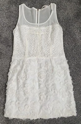 Rachel Roy Dress Size 8 White Sheath Silk And Chiffon A-Line Bachelorette Party - Image 1 of 3