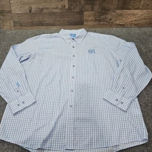 North Carolina Shirt Men 2XL Tarheels Blue Gingham Plaid Antigua LS Button Up - Picture 1 of 11