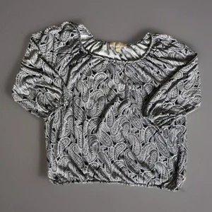 Michael Kors Damen große Paisley Bluse Oberteil dunkelblau weiß 3/4 Arm - Bild 1 von 4