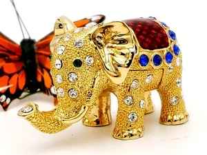Caja de baratijas Jere Gold Elephant - Estaño esmaltado con cristales - Imagen 1 de 16