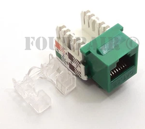 CAT5e Standard Keystone RJ45 110 Punch Down Keystone Modular Snap-In Jack, Green - Picture 1 of 1
