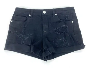 Blank NYC THE FULTON schwarze Denim Roll-Up Shorts Damengröße 25 neu mit Etikett - Bild 1 von 8
