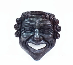 Antike griechische Theater Comedy Maske - Bronze Farbeffekt - Bild 1 von 3