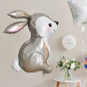 Easter Bunny Rabbit Foil Balloon Grey Cute Foil Balloon Kids Party Decoation - Picture 1 of 12