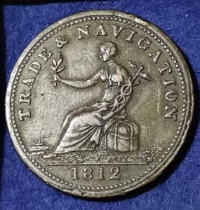 JETON HALFPENNY TRAD & NAVIGATION DU BAS-CANADA COPPER PRÉFÉRABLE TO PAPER TOKEN - Imagen 1 de 2
