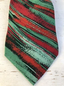 MISSONI Cravatte Men's 100% SILK Tie Red Green Striped Abstract Spain Christmas - Picture 1 of 11