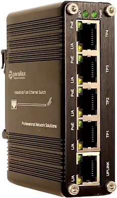 Industrial Switch - 4 Port 100 MBps  PoE+ RJ45 + 1 Port 100 Mbps RJ45 +12-48VDC - Image 1 of 4