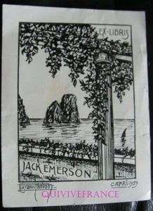 EXL001 - EX-LIBRIS Of Tenor JACK EMERSON By RAYMOND PRÉVOST 1959 - Picture 1 of 2