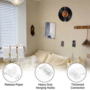 36 Pcs Vinyl Record Wall Mount Acrylic Vinyl Record Holder Self Adhesive GQ - Picture 1 of 11