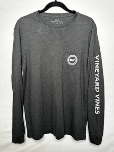 Vineyard Vines Long Sleeve Shirt Dark Gray Whale Logo Cotton Men’s Size Small - Picture 1 of 8