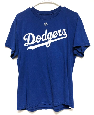 Majestic Womens Blue Graphic T Shirt Dodgers Clayton Kershaw - Size M Cover