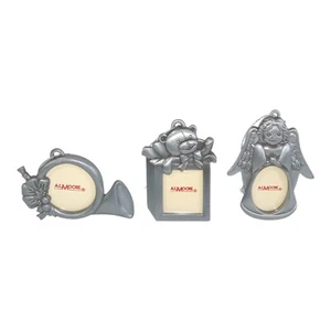 A.C. Moore Mini Pewter Picture Frames Christmas Ornaments Set of 3 - Picture 1 of 7