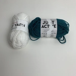 Just Active Yarn Green White Just Yarn White Lot Of 2 Knitting Craft NWOT - Picture 1 of 4