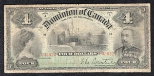 DC-16 1900 $4 FOUR DOLLARS DOMINION OF CANADA CURRENCY NOTE *RARE* - Picture 1 of 2