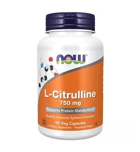 NOW Foods L-Citrulline 750 mg 90 Veg Capsules, Immune System and Muscle Health - Picture 1 of 1