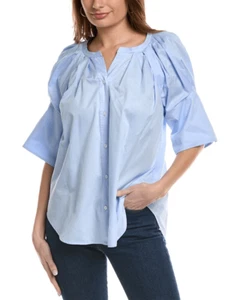 A.L.C. Chloe Button-Front Pleated Puff Sleeve Blouse Shirt Top size 6 $298.00 - Picture 1 of 7