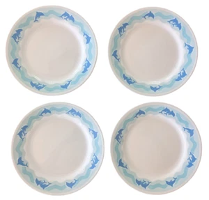 Lot of 4 Corelle Ocean Dance Lunch Salad Dessert Plates 8.5", Dolphins Beach - Picture 1 of 4