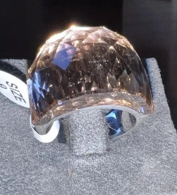 NEW Crystal Statement Nirvana Dome Ring Sz 7.5 Pink Crystal Silver Band - Image 1 of 4