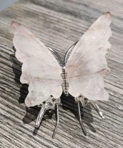 Feuerquarz Kristall Schmetterling Schnitzerei, Mineralien, Steine, Heilung, Chakren - Bild 1 von 3