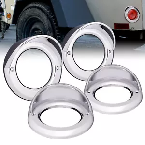 4pc 2.5 inch Round LED Marker Light Chrome Visor Bezel - Bild 1 von 6