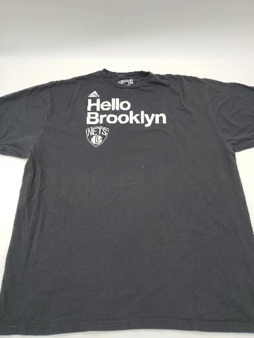 Brooklyn Nets Shirt Mens 2XL Adidas Basketball Black..T171 Cover