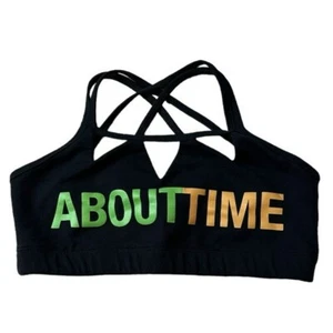 ABOUT TIME Sports Bra Size Small/Medium Black Strappy Women's Active - Picture 1 of 7