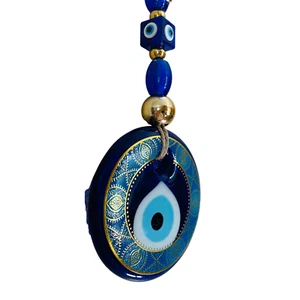 Evil Eye Wandbehang Handarbeit Glas Grün Gold Wohndeko Ornamente - Bild 1 von 3