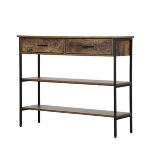 3-Tier Console Table Wood Sofa Table with 2 Drawers Hall Side Entry - Picture 1 of 9
