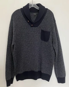Maglione J.Crew collo scialle lana di agnello blu navy taglia grande stampa birdseye old money - Foto 1 di 6