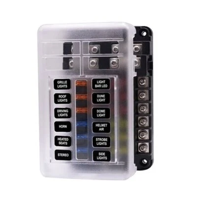 Vehicle Car Marine 12 Way Fuse Box Block Holder LED Indicator Universal Part - Imagem 1 de 4