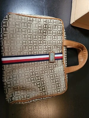 Bolso de Hombro Tommy Hilfiger Bronceado Logo con Firma Raya Roja/Blanca/Azul Foto 1 de 4