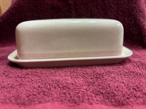 Pfaltzgraff Aura Butter Dish with Lid Excellent Condition Pink & Blue Bands 1986 - Picture 1 of 6