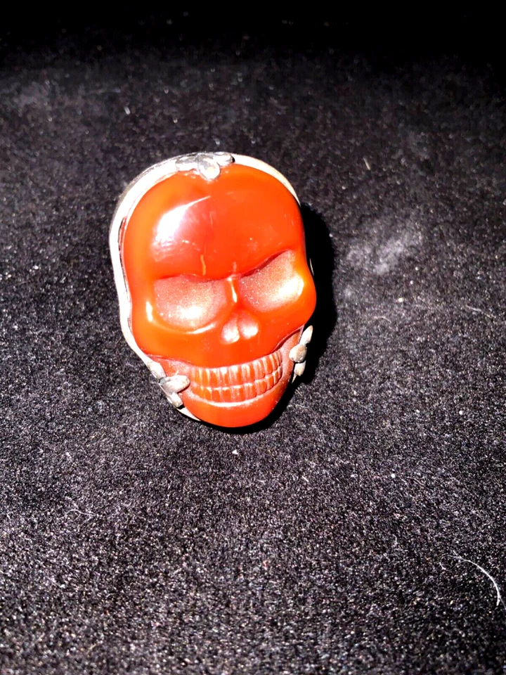 KING BABY STUDIO 红色玛瑙经典骷髅戒指 — 第 1/4 张图片