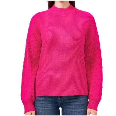 CeCe 粉红色 3D 波尔卡圆点袖口毛衣全新带标签 XL 码 — 第 1/4 张图片