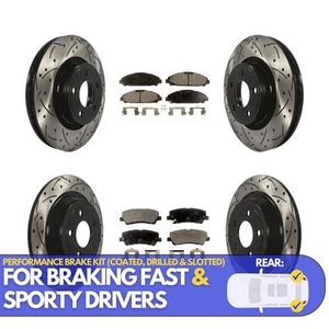 Front Rear Drilled Rotors Ceramic Brake Pads Kit for 2015-18 Ford Mustang OEDW0 - Picture 1 of 19