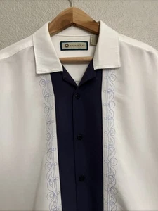 Hawaiian Shirt Mens M Embroidered Bowling Tropical Cuban Resort Havanera Cruise - Picture 1 of 6