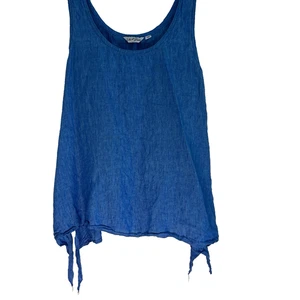 Liz And Jane Blau Leinen Oversize Tank Top M Sommer Klassisch Seitenbindung Strand - Bild 1 von 10