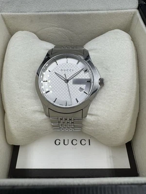 Gucci G-Timeless 126.4 YA126401 White Quartz Mens Watch w/ box papers Swiss Made - Image 1 of 4